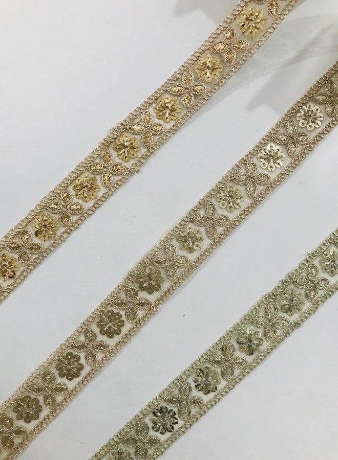 ANIDA Decorative Metallic Sequin Saree Border Trim, Golden,Traditional Indian Lace and Borders Material Gota Patti Lace for Saree, Dupatta, Blouse, Kurti & Other Dresses (Gold) - Image 4